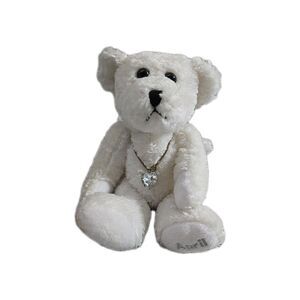 Wishpets Bears Of The Month “April” White Beanie Plush Diamond Heart Necklace